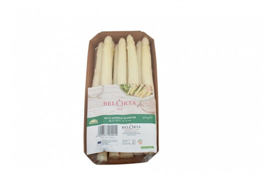 ASPERGES BLANCHES RAVIER DE 500 GR (A / BEL / LOT 260204 / CAISSE DE 8 RAVIERS)
